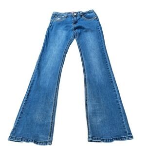 Cowgirl Hardware Girls Size 12 Blue Flared Embellished Rhinestone Sequin Jeans